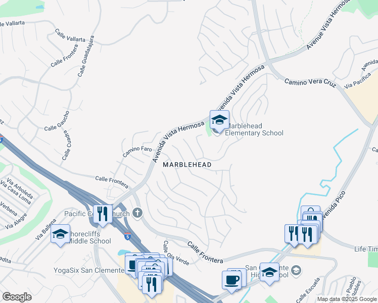 map of restaurants, bars, coffee shops, grocery stores, and more near 2232 Calle Opalo in San Clemente