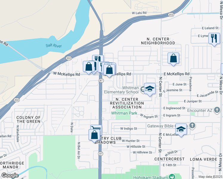 map of restaurants, bars, coffee shops, grocery stores, and more near 1862 North Morris in Mesa