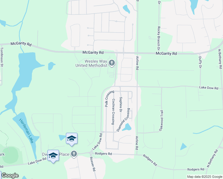 map of restaurants, bars, coffee shops, grocery stores, and more near 1251 Polk Crossing in McDonough