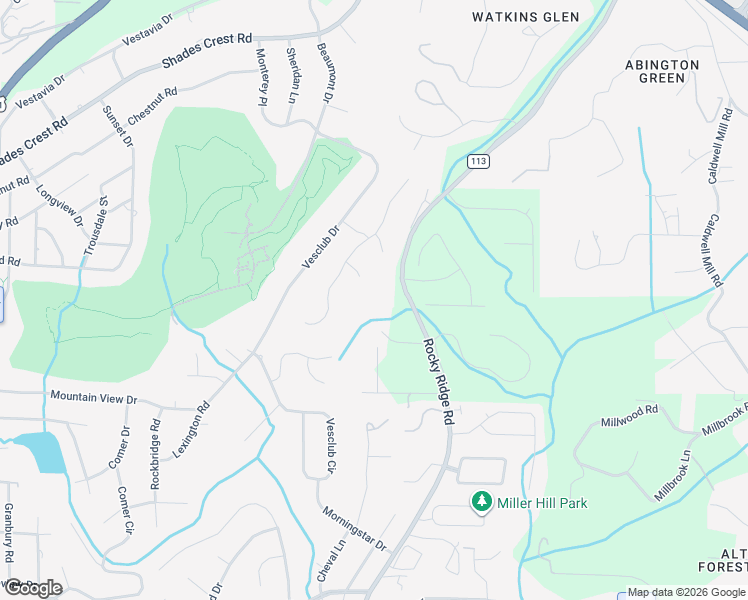 map of restaurants, bars, coffee shops, grocery stores, and more near 2790 Rocky Ridge Road in Vestavia Hills