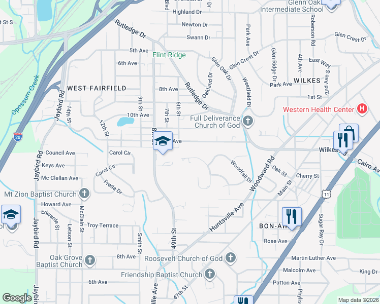 map of restaurants, bars, coffee shops, grocery stores, and more near 1551 Delton Place in Birmingham