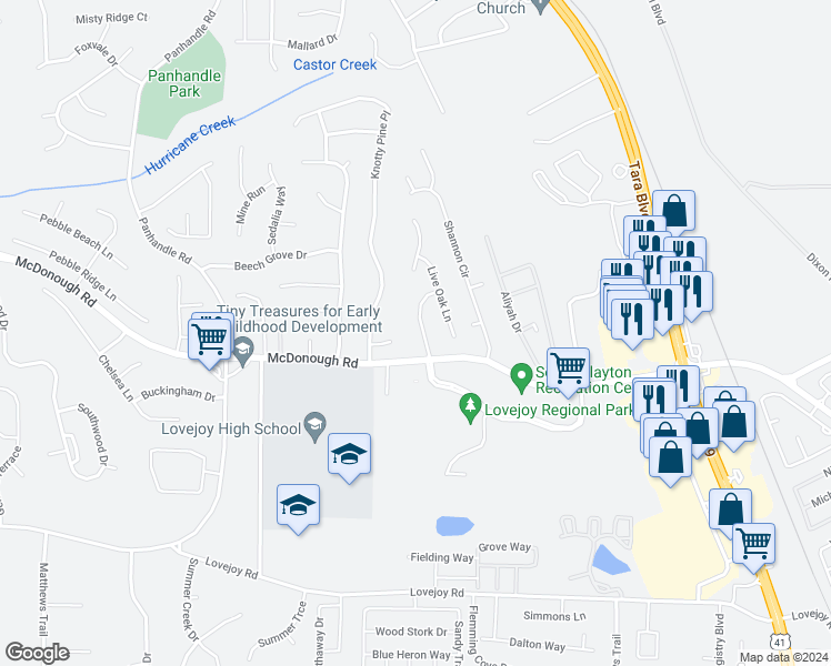 map of restaurants, bars, coffee shops, grocery stores, and more near 11185 Weeping Willow Place in Hampton