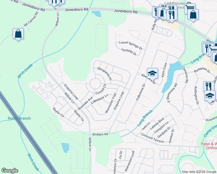 map of restaurants, bars, coffee shops, grocery stores, and more near 1721 Danville Drive in McDonough