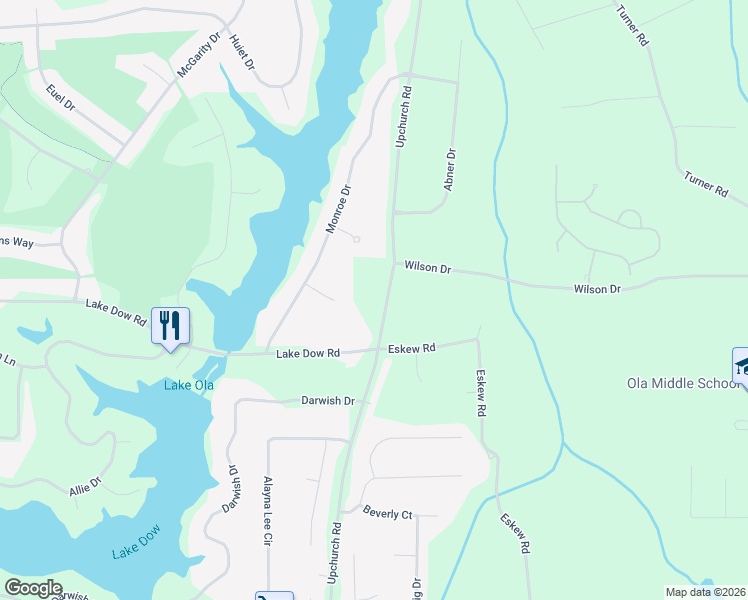 map of restaurants, bars, coffee shops, grocery stores, and more near 125 Zack Court in McDonough