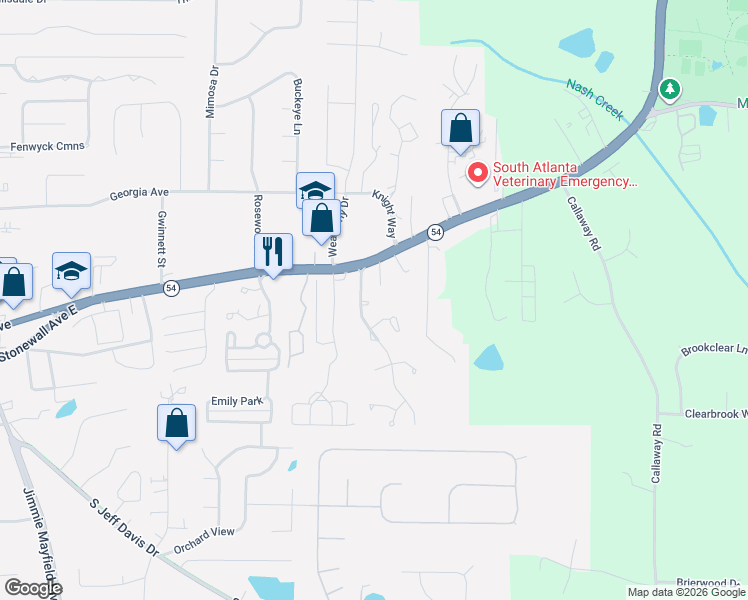map of restaurants, bars, coffee shops, grocery stores, and more near 110 Cloverwood Drive in Fayetteville
