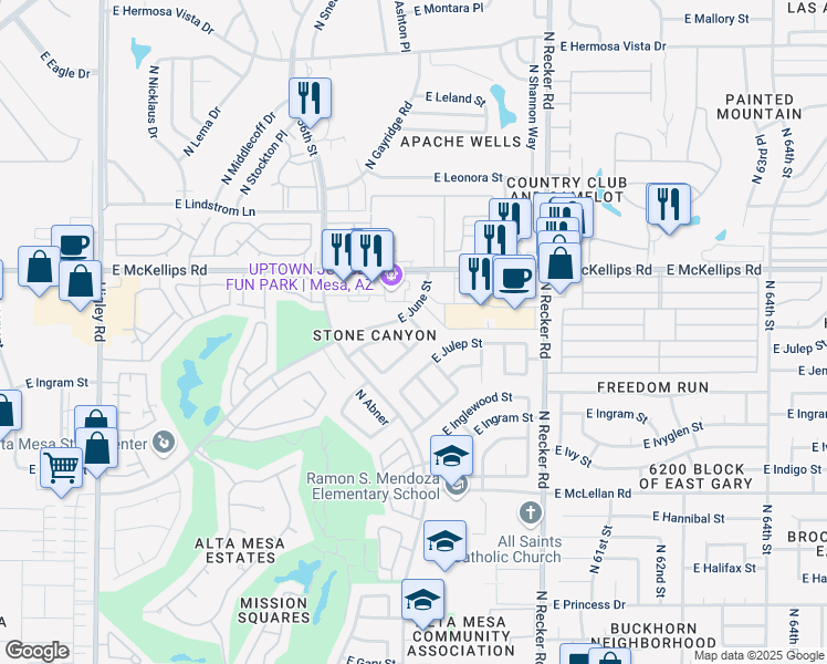 map of restaurants, bars, coffee shops, grocery stores, and more near 1846 North Sunview in Mesa