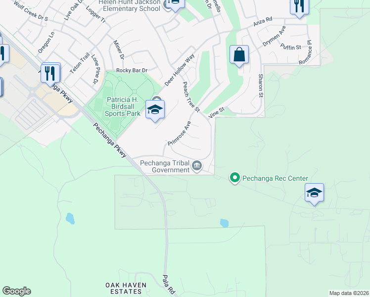 map of restaurants, bars, coffee shops, grocery stores, and more near 32613 Ritter Court in Temecula