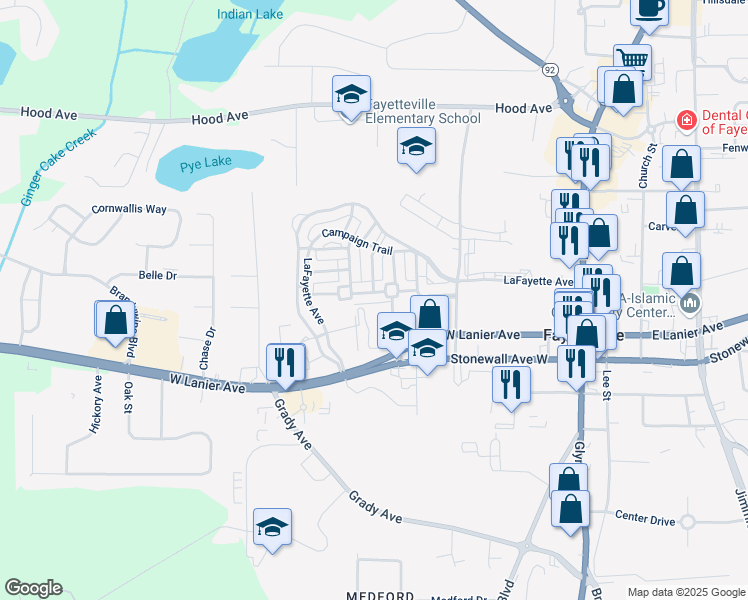 map of restaurants, bars, coffee shops, grocery stores, and more near 175 Mansfield Drive in Fayetteville