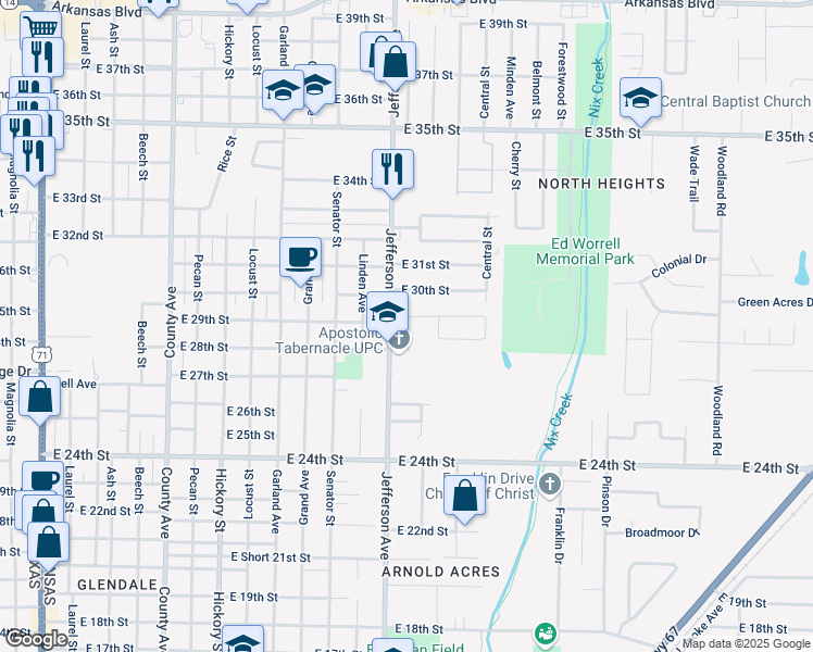 map of restaurants, bars, coffee shops, grocery stores, and more near 1302 East 29th Street in Texarkana