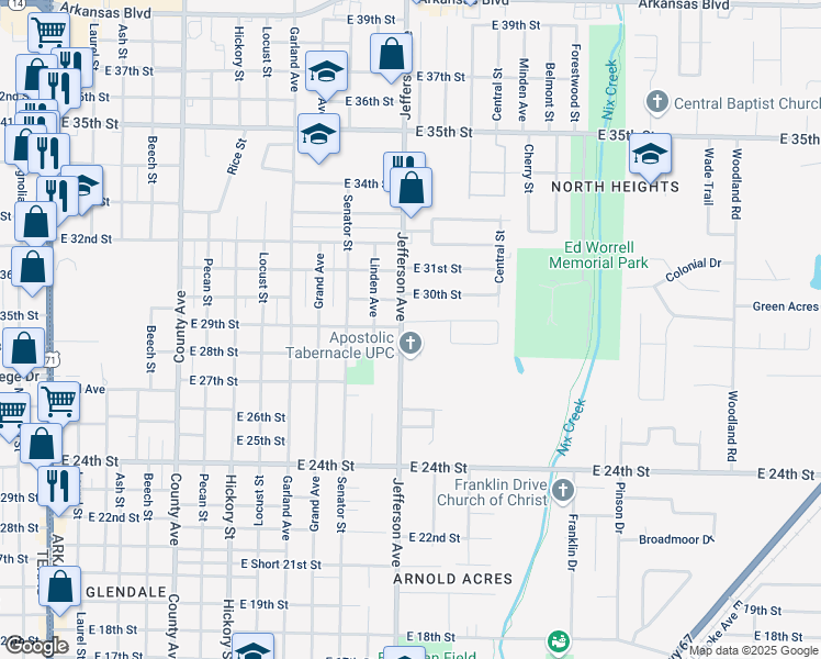 map of restaurants, bars, coffee shops, grocery stores, and more near 1302 East 29th Street in Texarkana