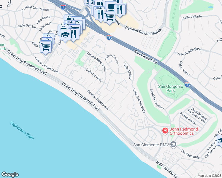map of restaurants, bars, coffee shops, grocery stores, and more near 3255 Paseo Gallita in San Clemente
