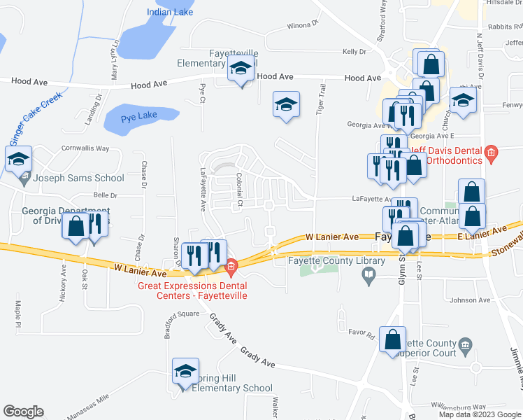 map of restaurants, bars, coffee shops, grocery stores, and more near 175 Mansfield Drive in Fayetteville