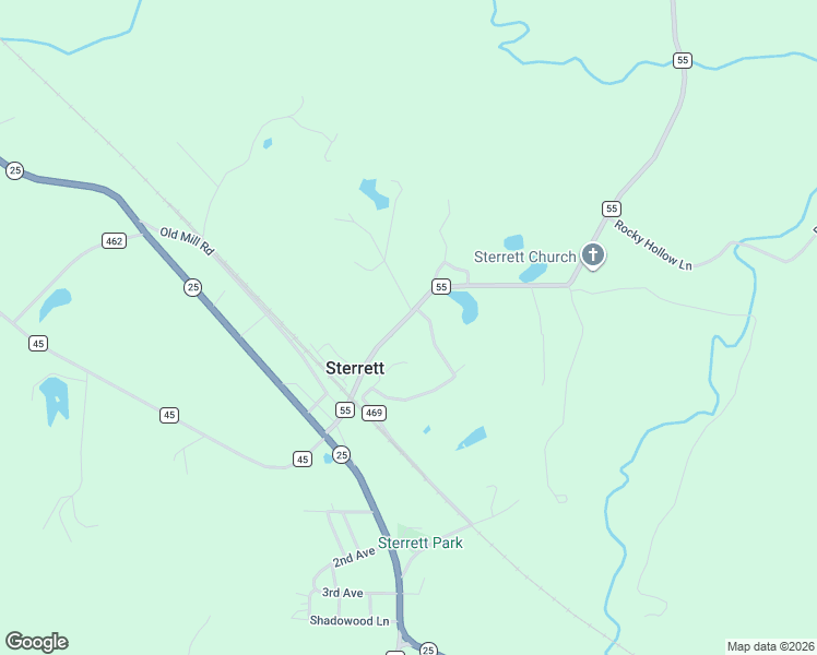 map of restaurants, bars, coffee shops, grocery stores, and more near 17720 County Road 55 in Sterrett