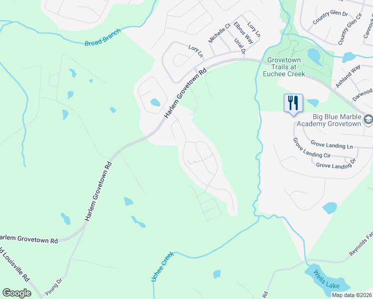 map of restaurants, bars, coffee shops, grocery stores, and more near 142 Caroleton Drive in Grovetown