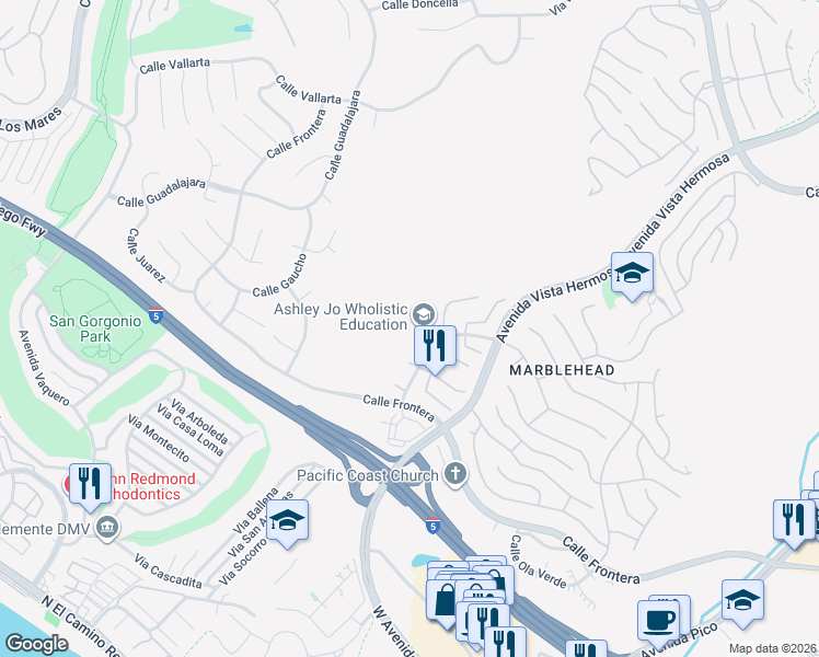 map of restaurants, bars, coffee shops, grocery stores, and more near 2415 Camino Bucanero in San Clemente