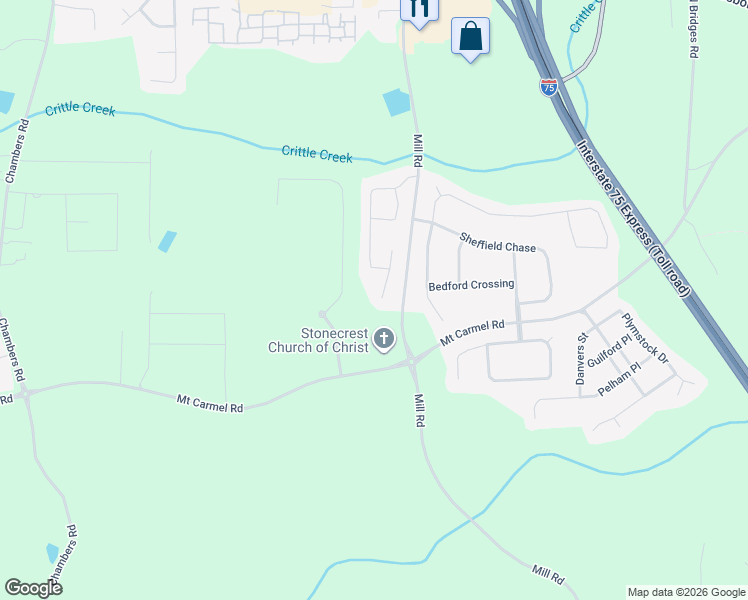 map of restaurants, bars, coffee shops, grocery stores, and more near 305 Shyre Lake Lane in McDonough