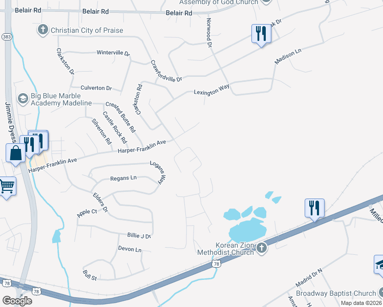 map of restaurants, bars, coffee shops, grocery stores, and more near 932 Burlington Dr in Augusta