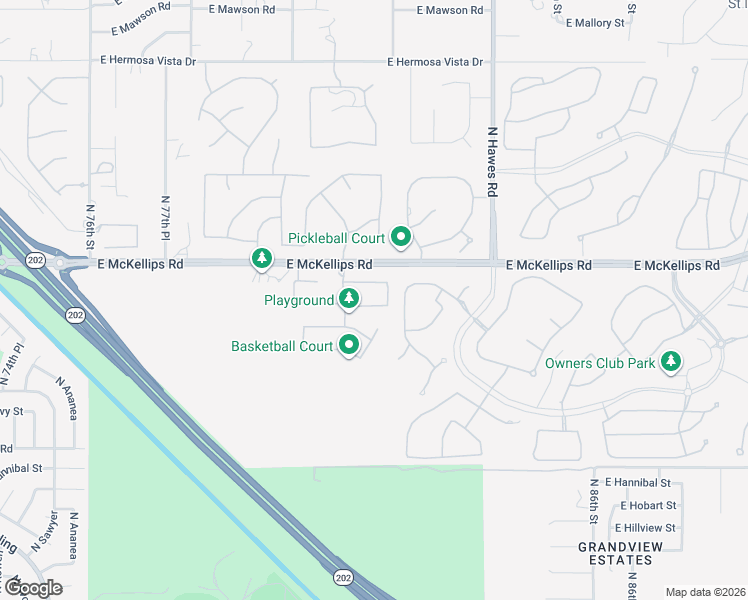 map of restaurants, bars, coffee shops, grocery stores, and more near 1938 North Channing in Mesa
