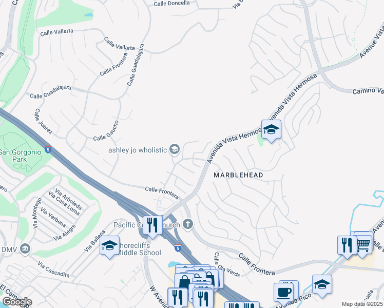 map of restaurants, bars, coffee shops, grocery stores, and more near in San Clemente