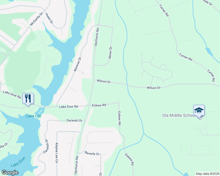 map of restaurants, bars, coffee shops, grocery stores, and more near 180 Wilson Drive in McDonough
