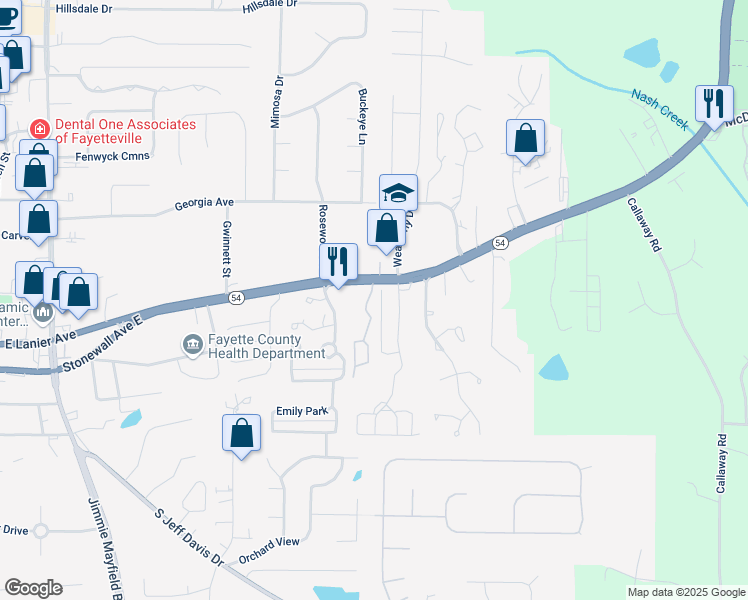 map of restaurants, bars, coffee shops, grocery stores, and more near 2900 Cobblestone Boulevard in Fayetteville