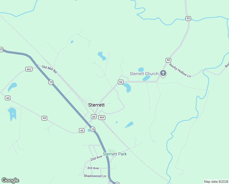 map of restaurants, bars, coffee shops, grocery stores, and more near 17720 County Road 55 in Sterrett