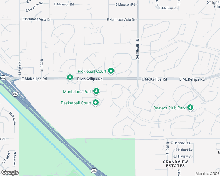 map of restaurants, bars, coffee shops, grocery stores, and more near 1938 North Channing in Mesa