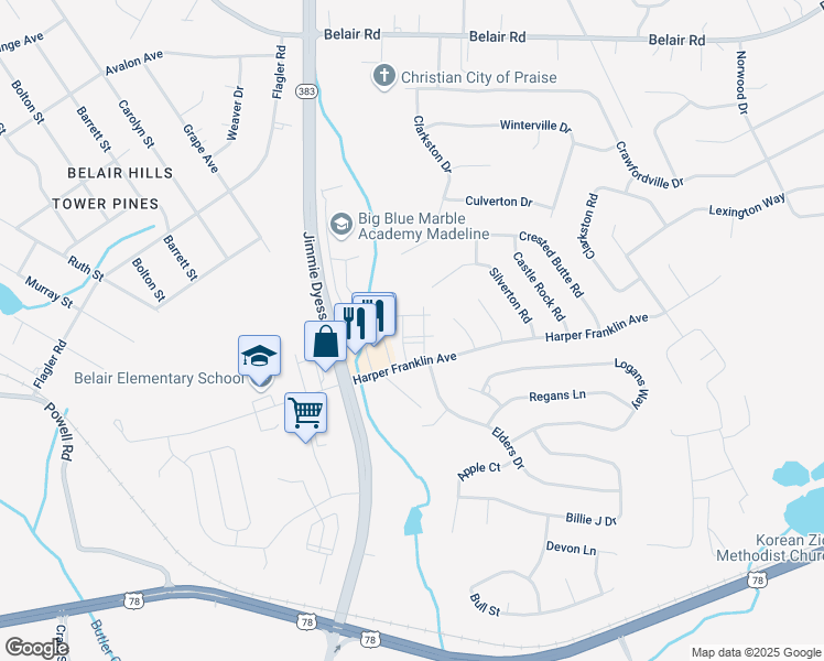 map of restaurants, bars, coffee shops, grocery stores, and more near 2000 McHenry Square in Augusta
