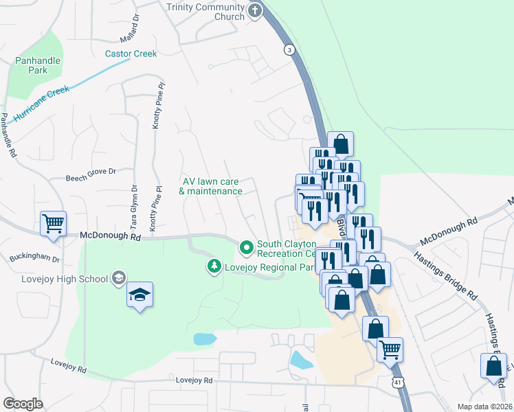 map of restaurants, bars, coffee shops, grocery stores, and more near 11202 James Madison Drive in Hampton