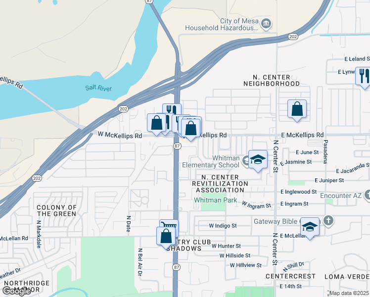 map of restaurants, bars, coffee shops, grocery stores, and more near 1862 North Morris in Mesa