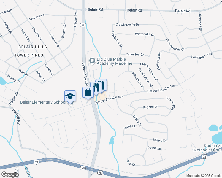 map of restaurants, bars, coffee shops, grocery stores, and more near 2000 McHenry Square in Augusta