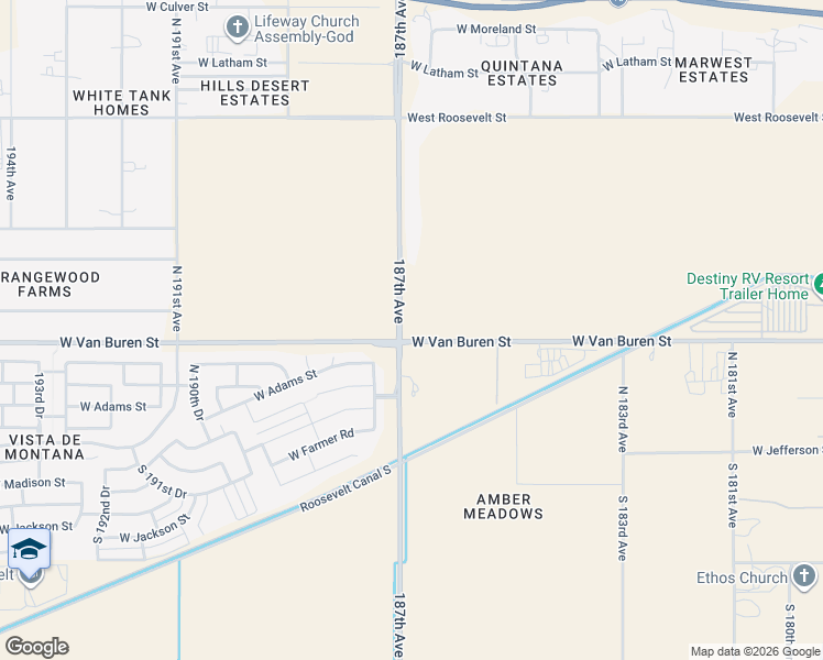 map of restaurants, bars, coffee shops, grocery stores, and more near 309 North Perryville Road in Goodyear