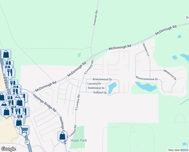 map of restaurants, bars, coffee shops, grocery stores, and more near 41 Lacosta Drive in Hampton