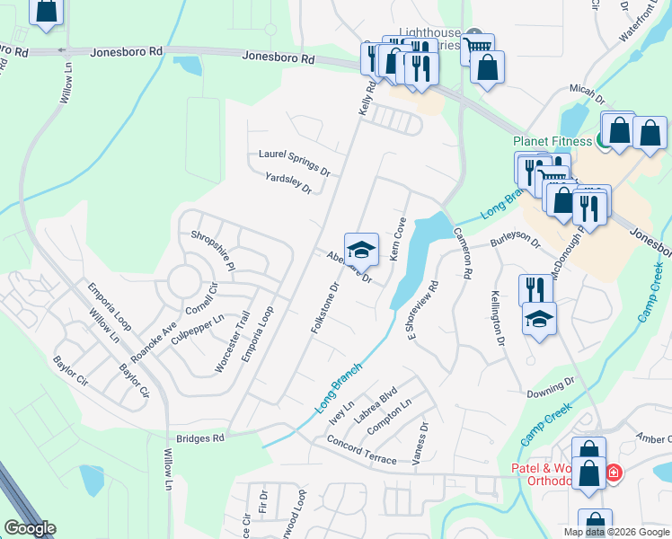 map of restaurants, bars, coffee shops, grocery stores, and more near 1159 Folkstone Drive in McDonough