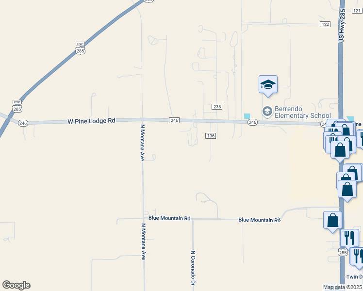 map of restaurants, bars, coffee shops, grocery stores, and more near 4137-4457 North Montana Avenue in Roswell