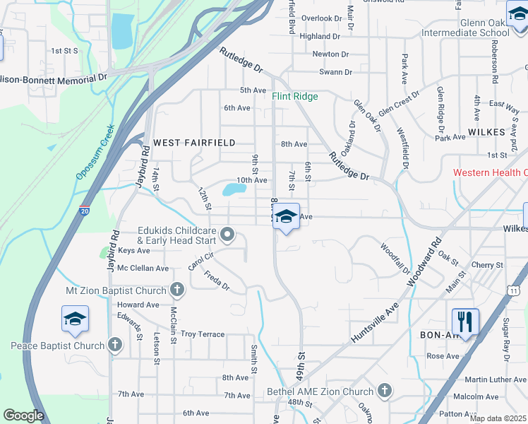 map of restaurants, bars, coffee shops, grocery stores, and more near 806 12th Avenue in Birmingham