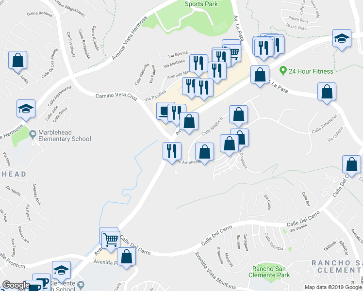 map of restaurants, bars, coffee shops, grocery stores, and more near 910 Calle Negocio in San Clemente