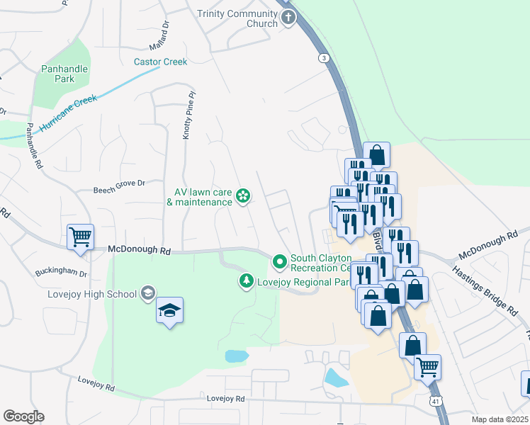 map of restaurants, bars, coffee shops, grocery stores, and more near 1566 Onalee Drive in Hampton
