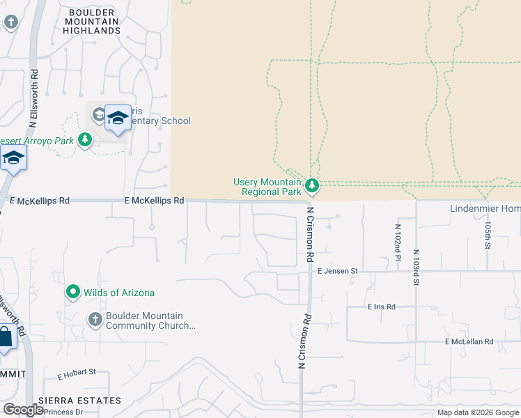 map of restaurants, bars, coffee shops, grocery stores, and more near 9838 East June Street in Mesa