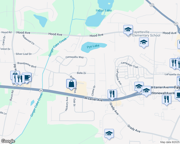 map of restaurants, bars, coffee shops, grocery stores, and more near 500 Cornwallis Way in Fayetteville