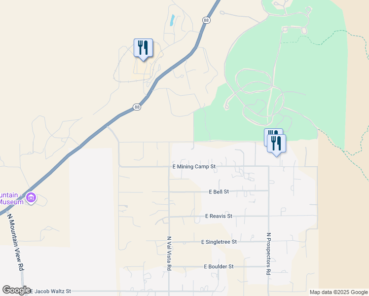 map of restaurants, bars, coffee shops, grocery stores, and more near 5315 East McKellips Boulevard in Apache Junction