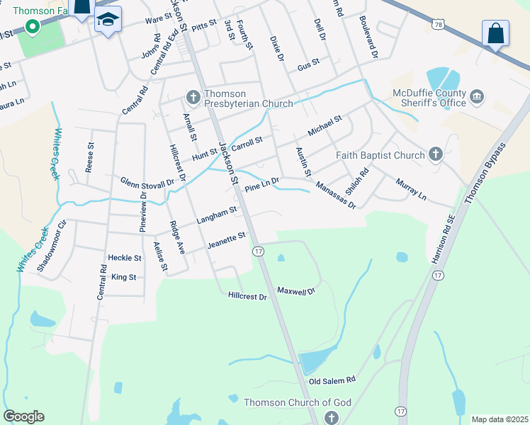 map of restaurants, bars, coffee shops, grocery stores, and more near Kingstown Way in Thomson