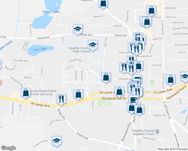 map of restaurants, bars, coffee shops, grocery stores, and more near 130 Camford Stone Path in Fayetteville