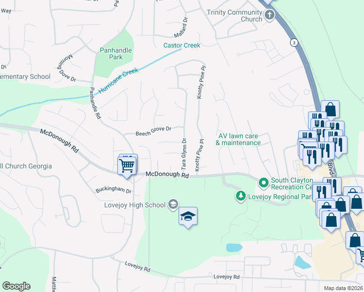 map of restaurants, bars, coffee shops, grocery stores, and more near 1614 Elizabeth Lane in Hampton