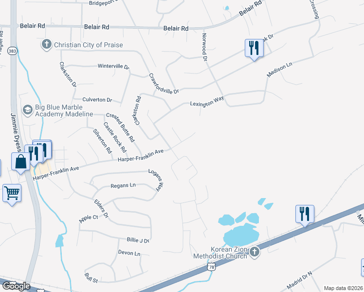 map of restaurants, bars, coffee shops, grocery stores, and more near 4088 Harper Franklin Avenue in Augusta