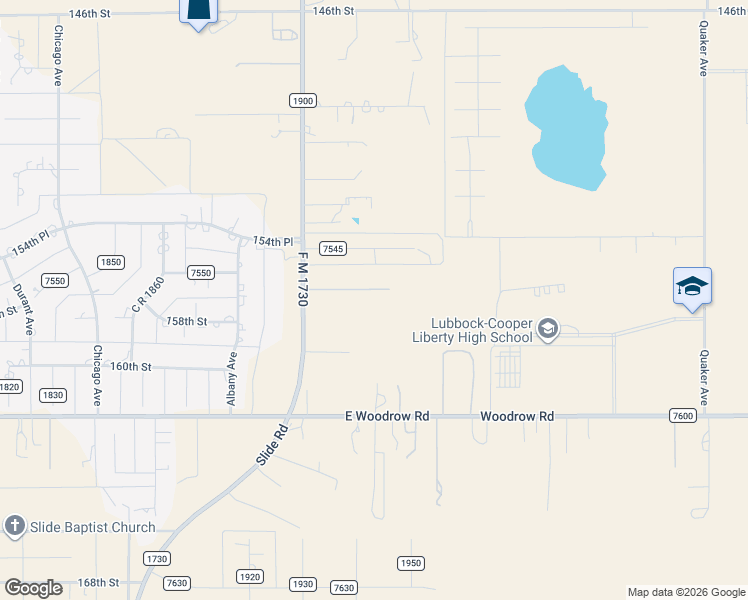 map of restaurants, bars, coffee shops, grocery stores, and more near 5113 C R 7545 in Lubbock
