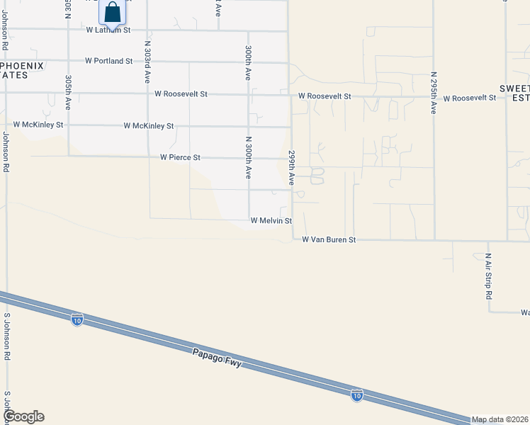 map of restaurants, bars, coffee shops, grocery stores, and more near 29936 West Melvin Street in Buckeye