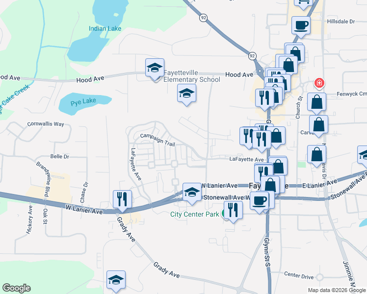 map of restaurants, bars, coffee shops, grocery stores, and more near 100 Camford Stone Path in Fayetteville