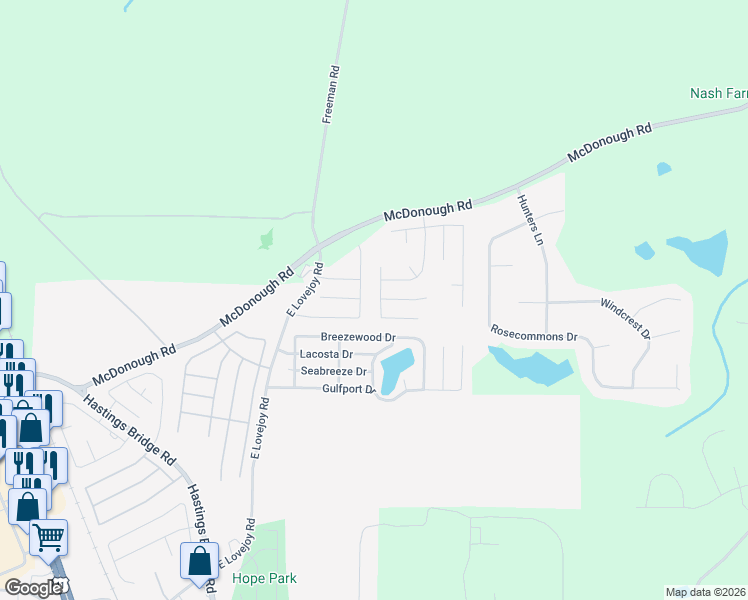 map of restaurants, bars, coffee shops, grocery stores, and more near 11139 Wind Ridge Drive in Hampton
