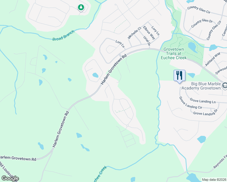 map of restaurants, bars, coffee shops, grocery stores, and more near 116 Caroleton Drive in Grovetown